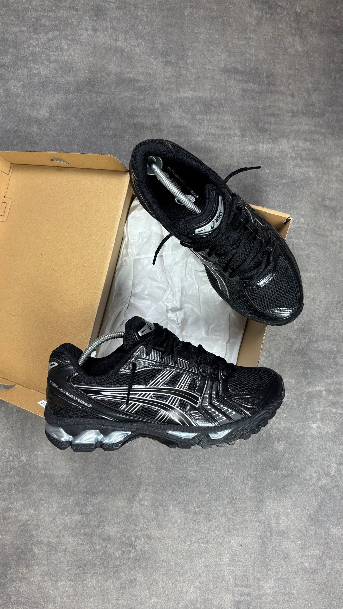 Asics Kayano 14's Black Pure Silver